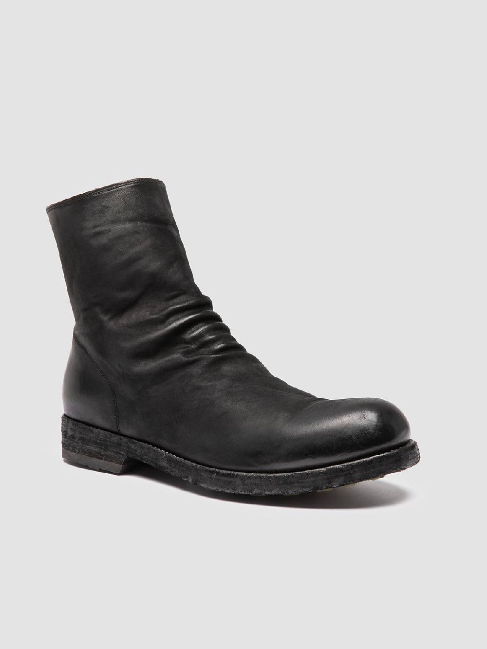 Officine Creative BULLA DD 103 Stivali con Zip in Pelle Nera 50% di sconto per tempo limitato