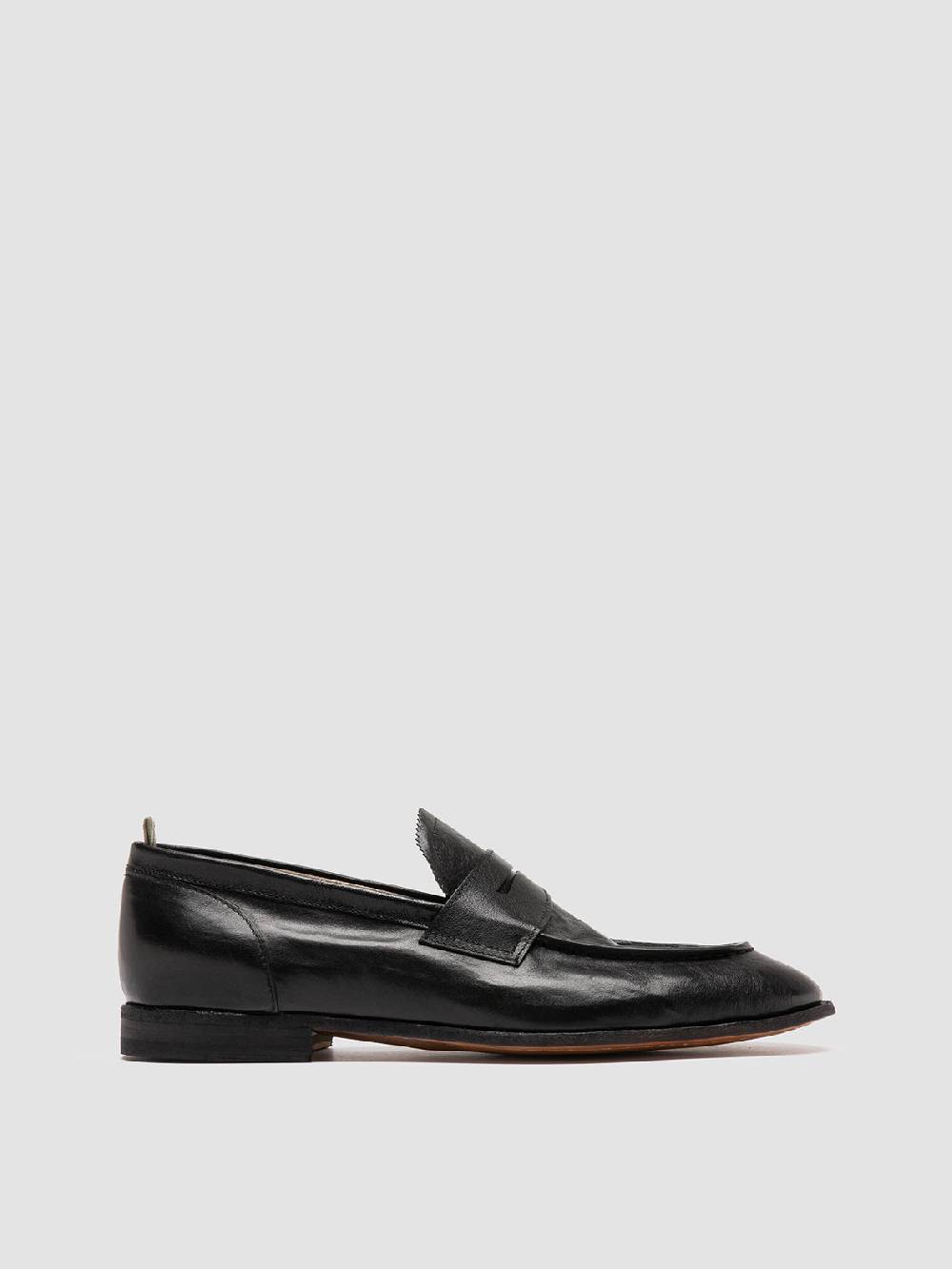 Officine Creative SOLITUDE 001 Mocassini Penny in Pelle Nera Negozi Online