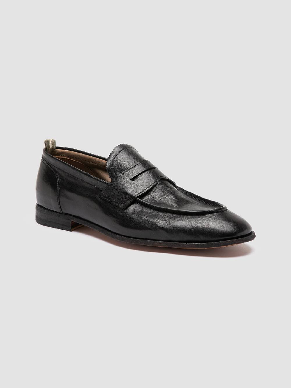 Officine Creative SOLITUDE 001 Mocassini Penny in Pelle Nera Negozi Online