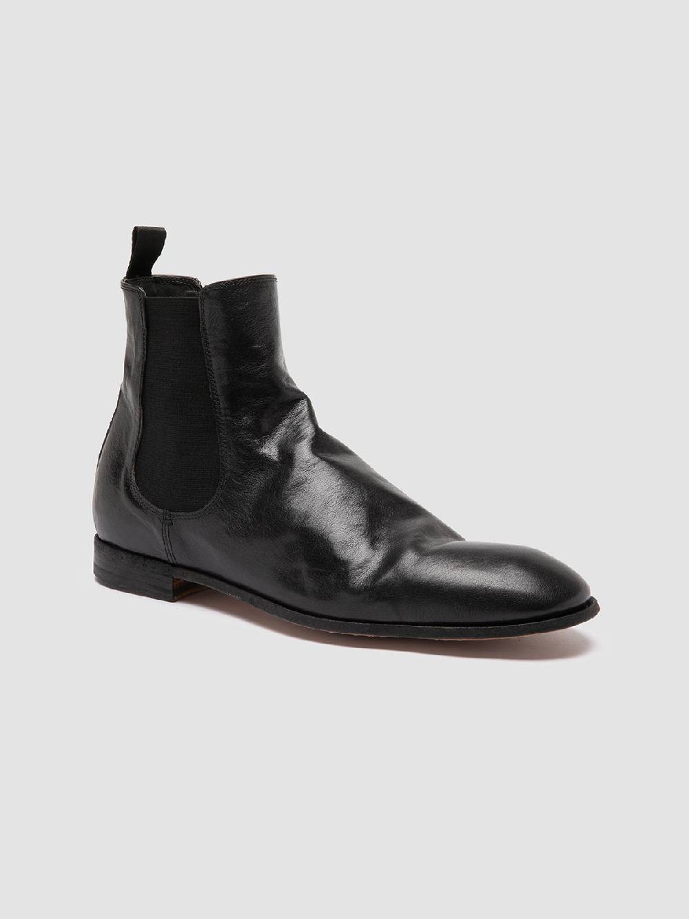 Officine Creative SOLITUDE 004 Stivaletti Chelsea in Pelle Nera Promozione Limitata
