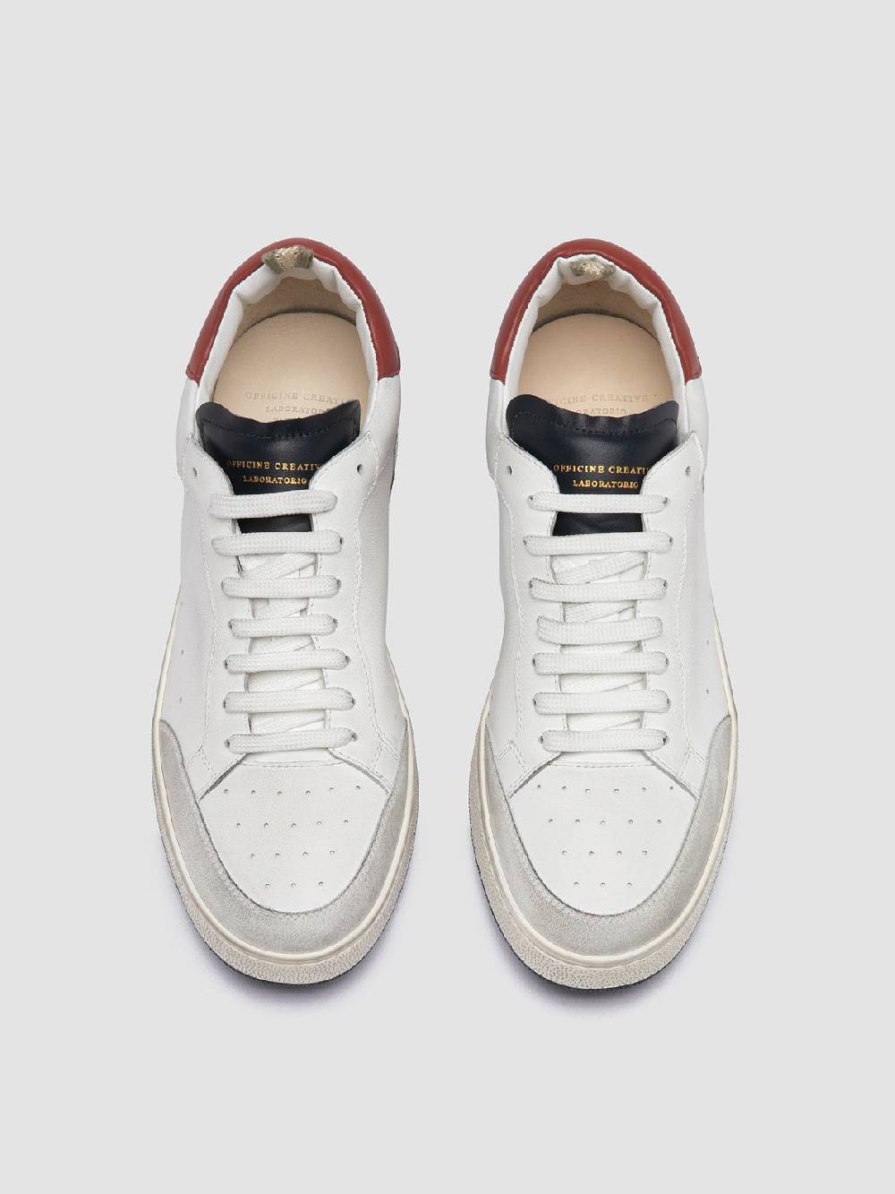 Officine Creative THE ANSWER 001 Sneaker Basse in Camoscio e Pelle Bianca Convenienza