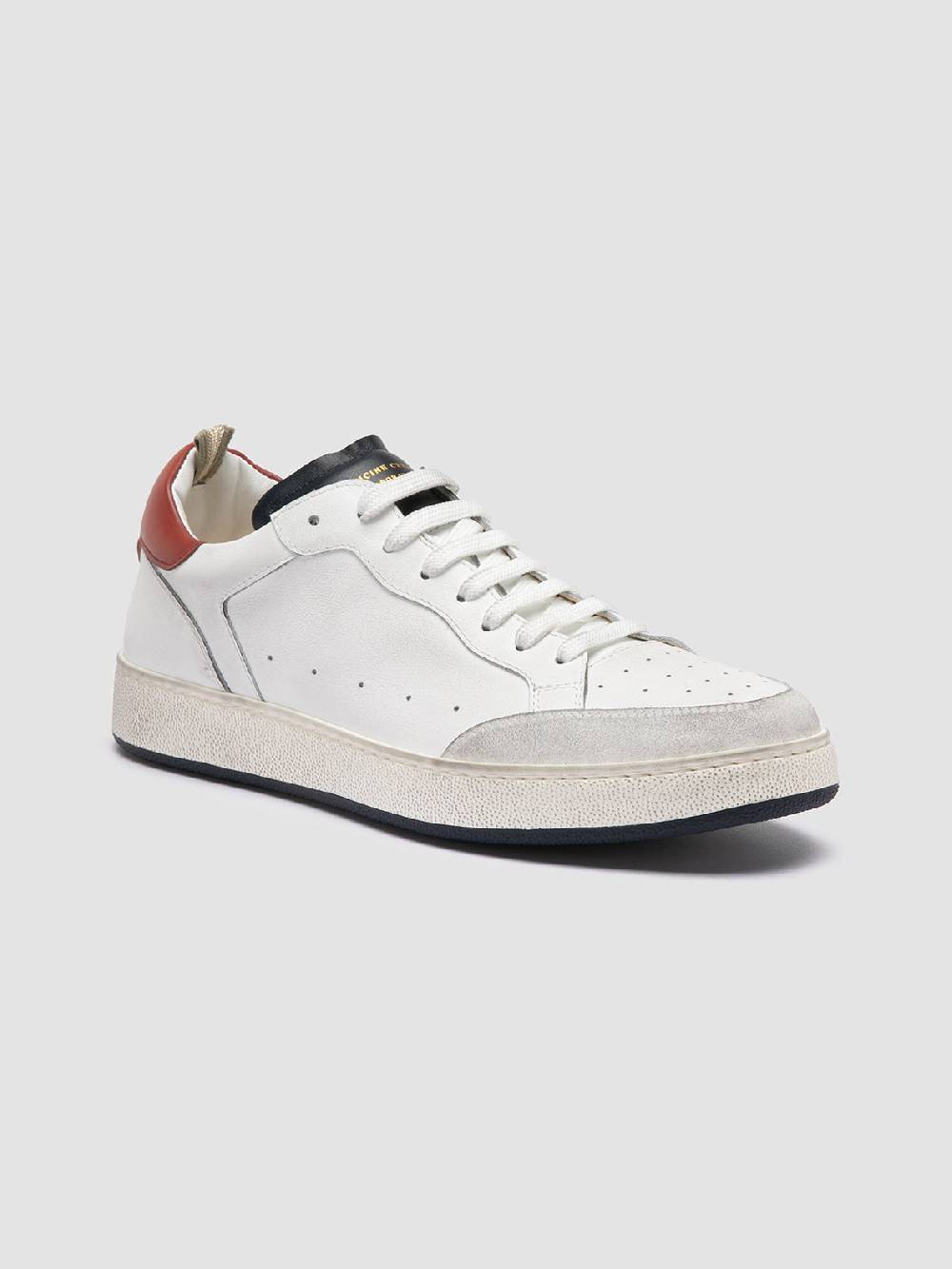 Officine Creative THE ANSWER 001 Sneaker Basse in Camoscio e Pelle Bianca Convenienza