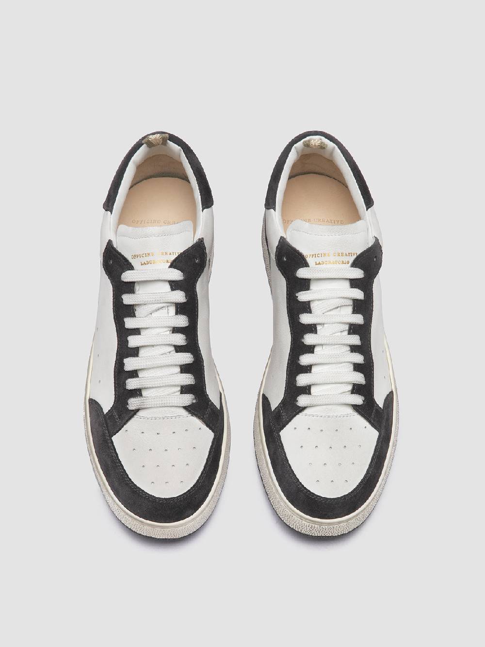 Officine Creative THE ANSWER 001 Sneaker Basse in Camoscio e Pelle Bianca Novità