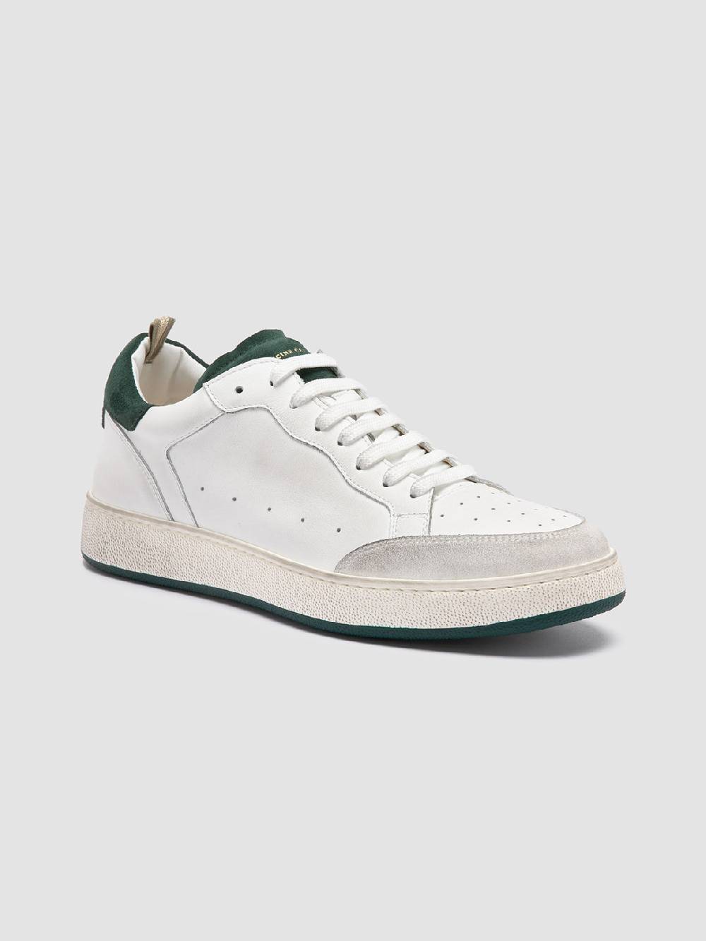Officine Creative THE ANSWER 001 Sneaker Basse in Camoscio e Pelle Bianca Presa