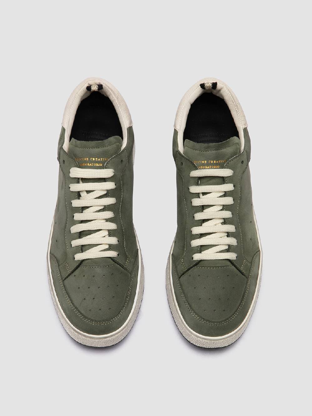 Officine Creative THE ANSWER 002 Sneaker Basse in Camoscio e Pelle Verde Offerta