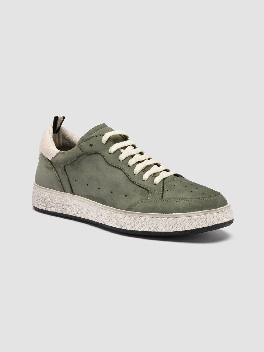 Officine Creative THE ANSWER 002 Sneaker Basse in Camoscio e Pelle Verde Offerta