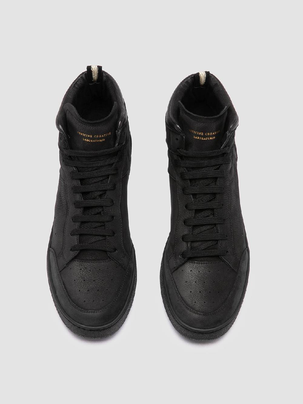 Officine Creative THE ANSWER 004 Sneaker Alte in Camoscio e Pelle Nera Economico