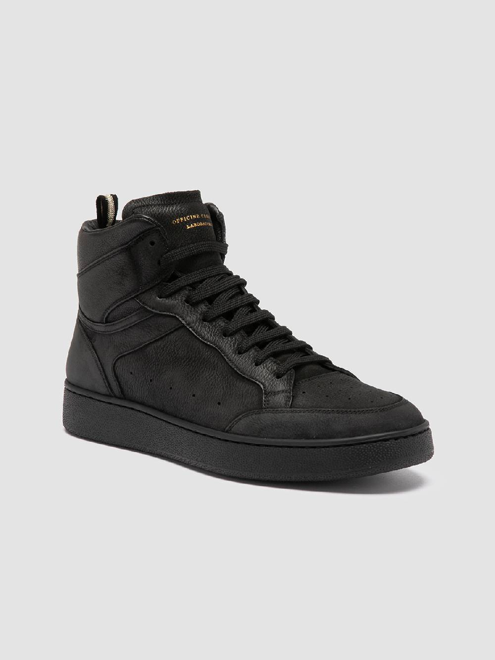 Officine Creative THE ANSWER 004 Sneaker Alte in Camoscio e Pelle Nera Economico