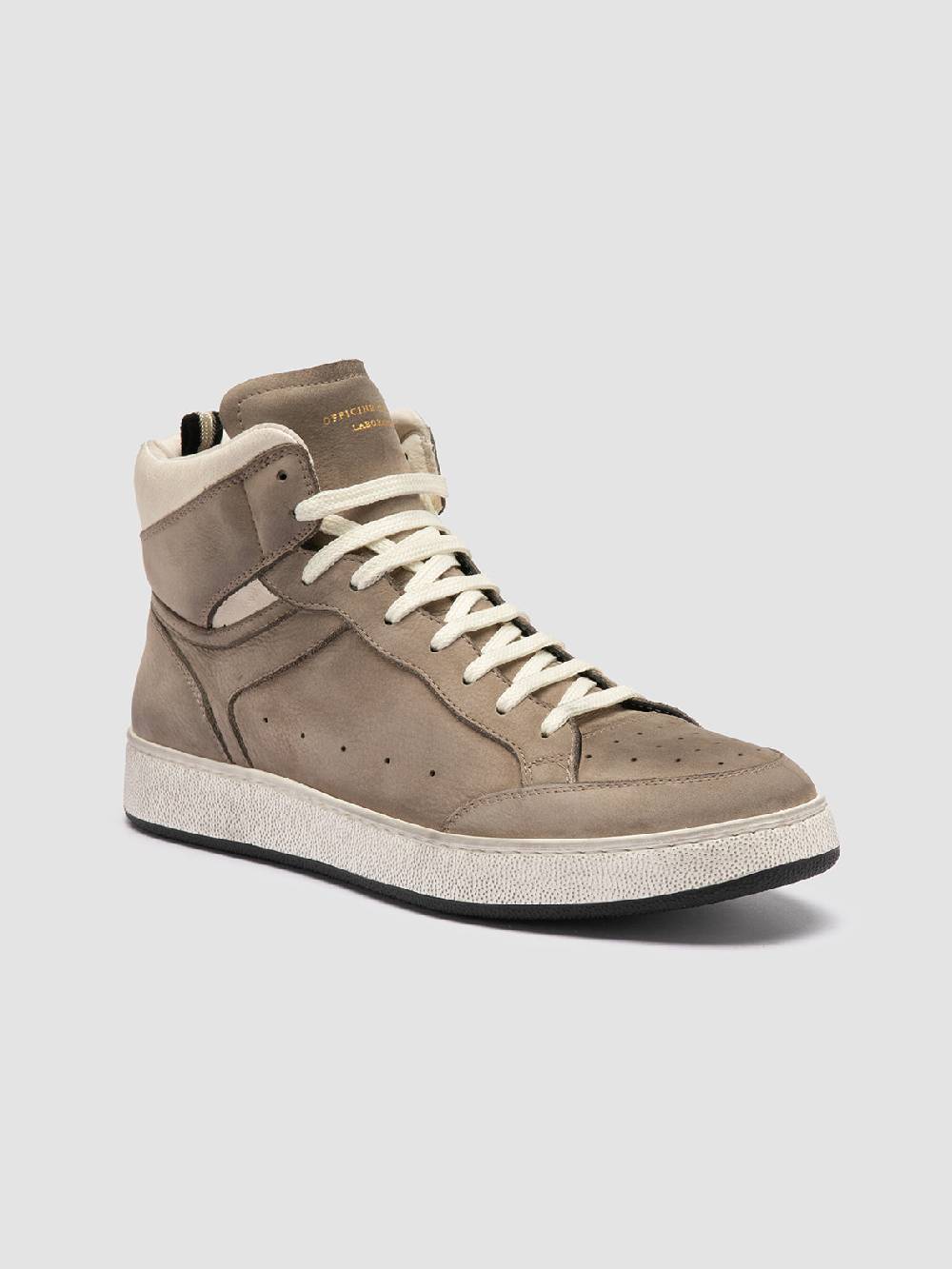Officine Creative THE ANSWER 004 Sneaker Alte in Camoscio e Pelle Tortora Online