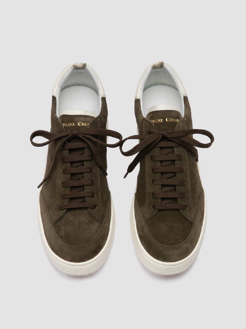 Officine Creative THE DIME 001 Sneaker Basse in Pelle Scamosciata Verde Saldi