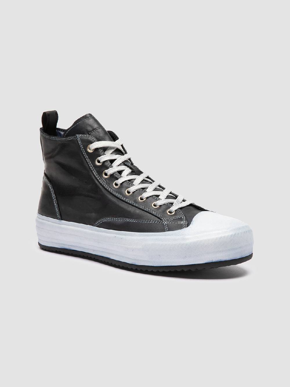Officine Creative MES DD 002 Sneaker Alte in Pelle Blu Vendita Economica