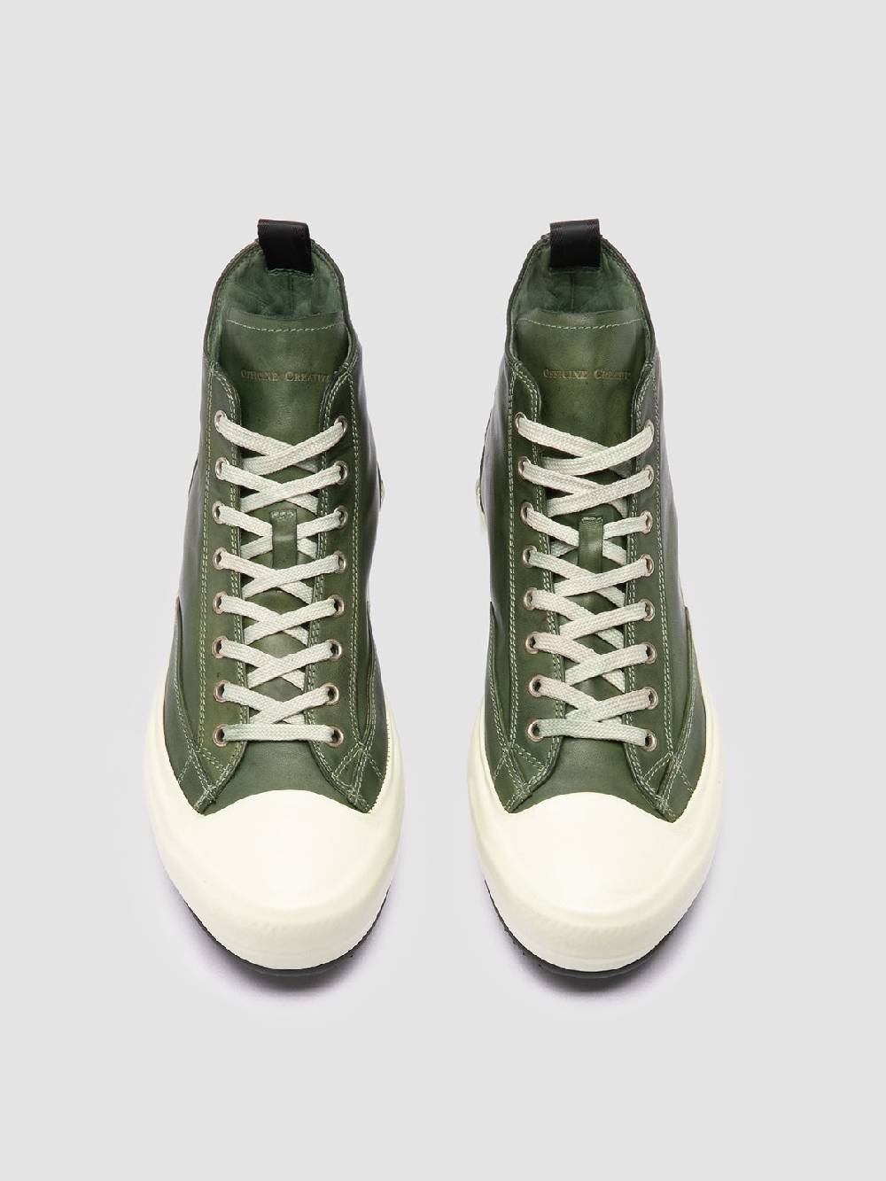 Officine Creative MES DD 002 Sneaker Alte in Pelle Verde Saldi Di Fabbrica