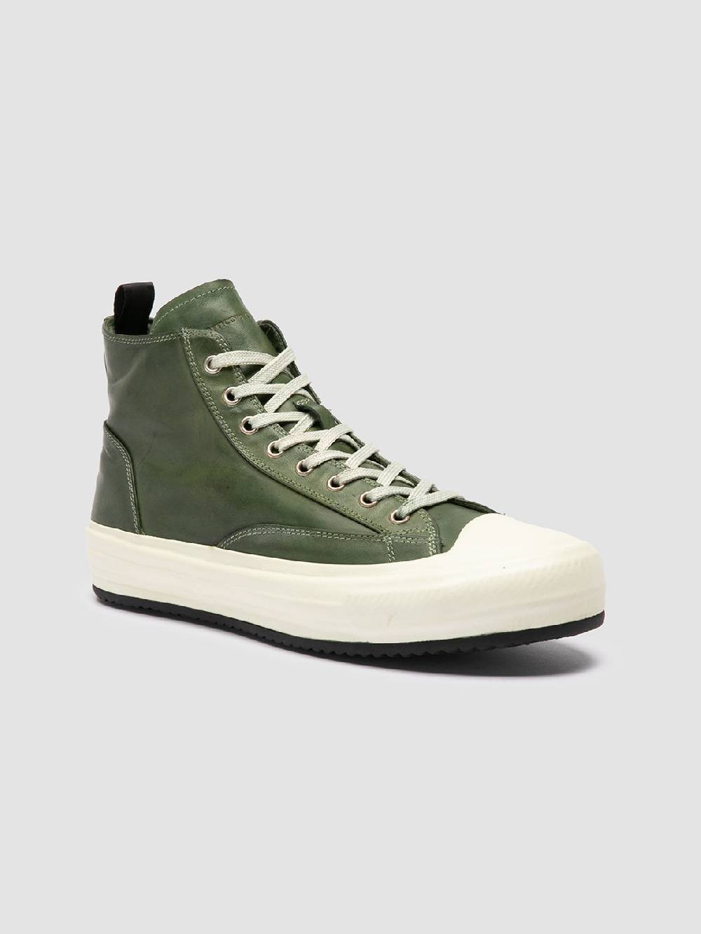 Officine Creative MES DD 002 Sneaker Alte in Pelle Verde Saldi Di Fabbrica