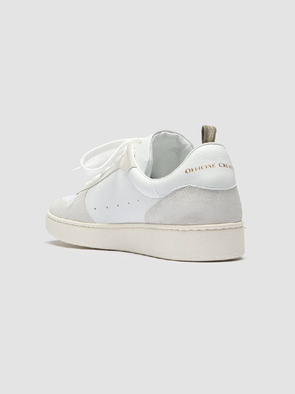 Officine Creative MOWER 008 Sneakers in Pelle Liscia e Scamosciata Bianca Spedizione gratuita