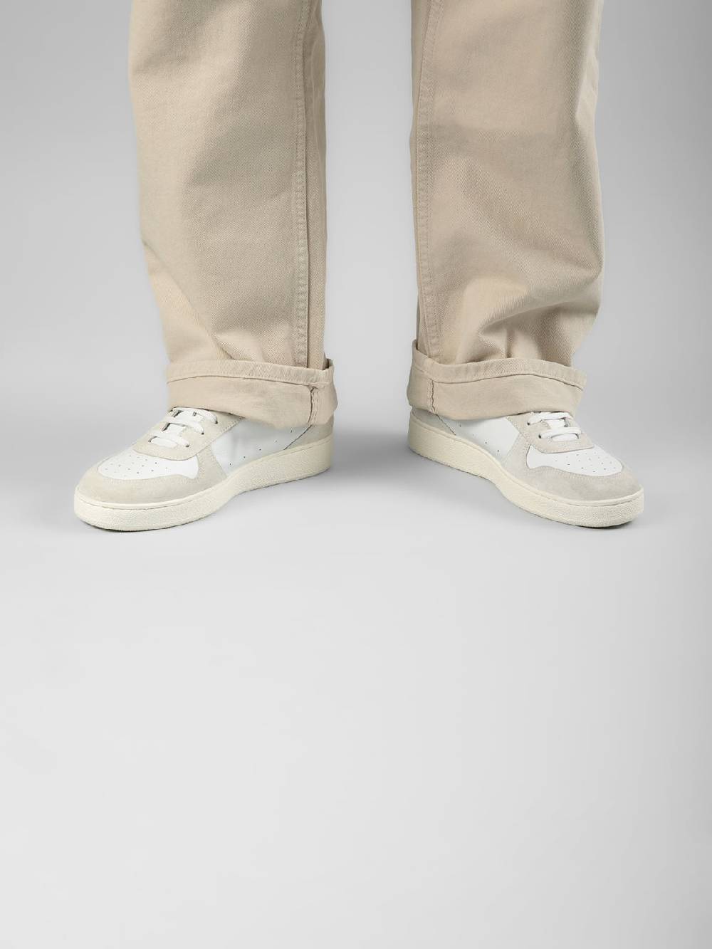 Officine Creative MOWER 008 Sneakers in Pelle Liscia e Scamosciata Bianca Spedizione gratuita
