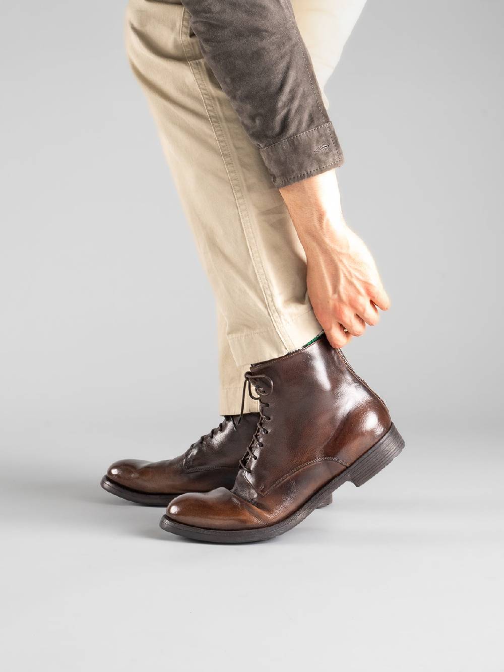Officine Creative HIVE 016 Stivali in Pelle Marrone Ritorno libero