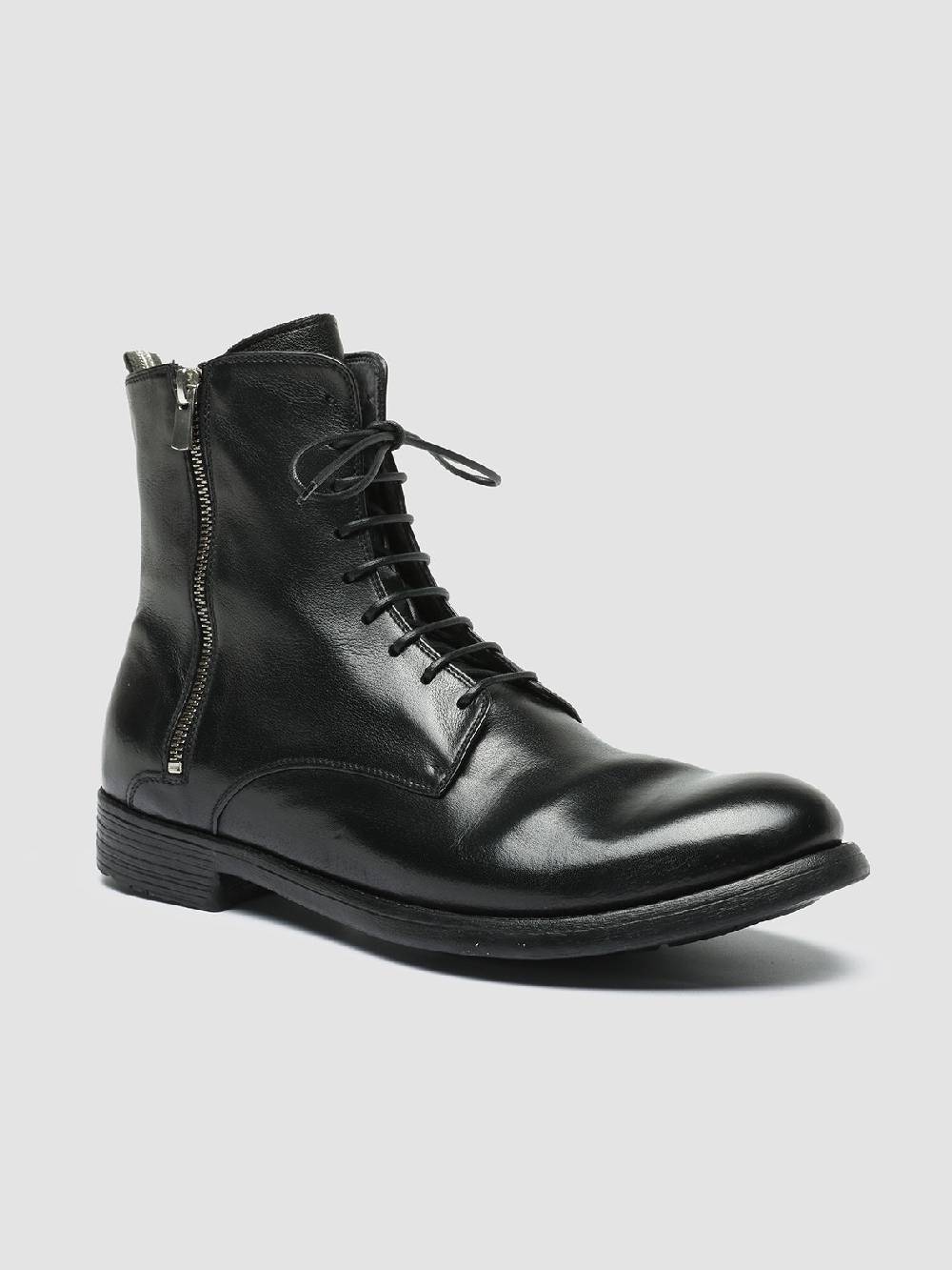 Officine Creative HIVE 053 Stivali Stringati in Pelle Nera Latest stili