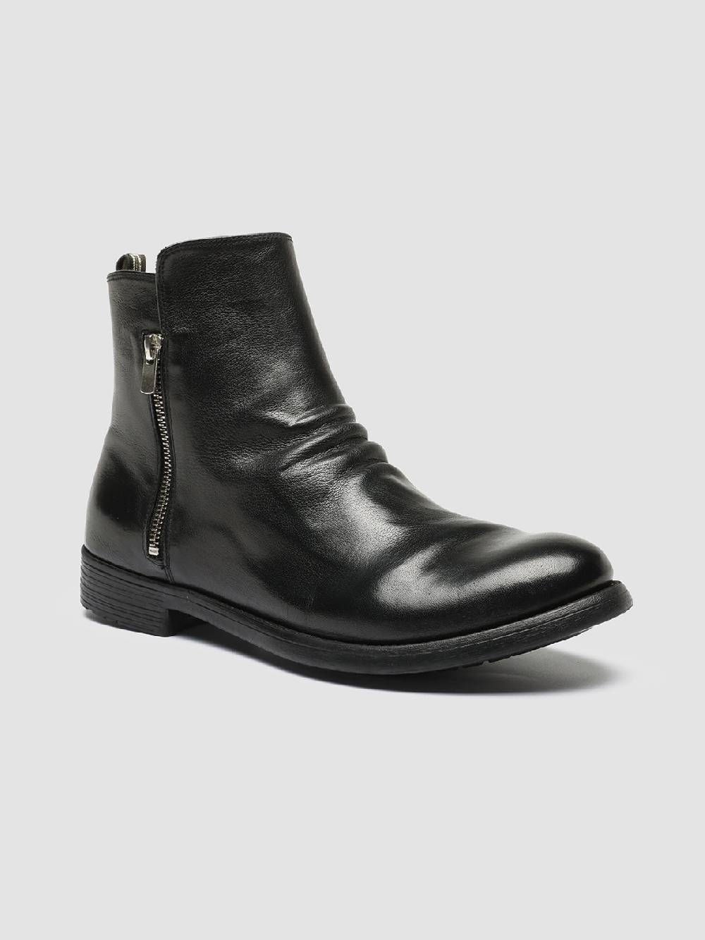 Officine Creative HIVE 054 Stivali Zip in Pelle Nera Ultimi due giorni