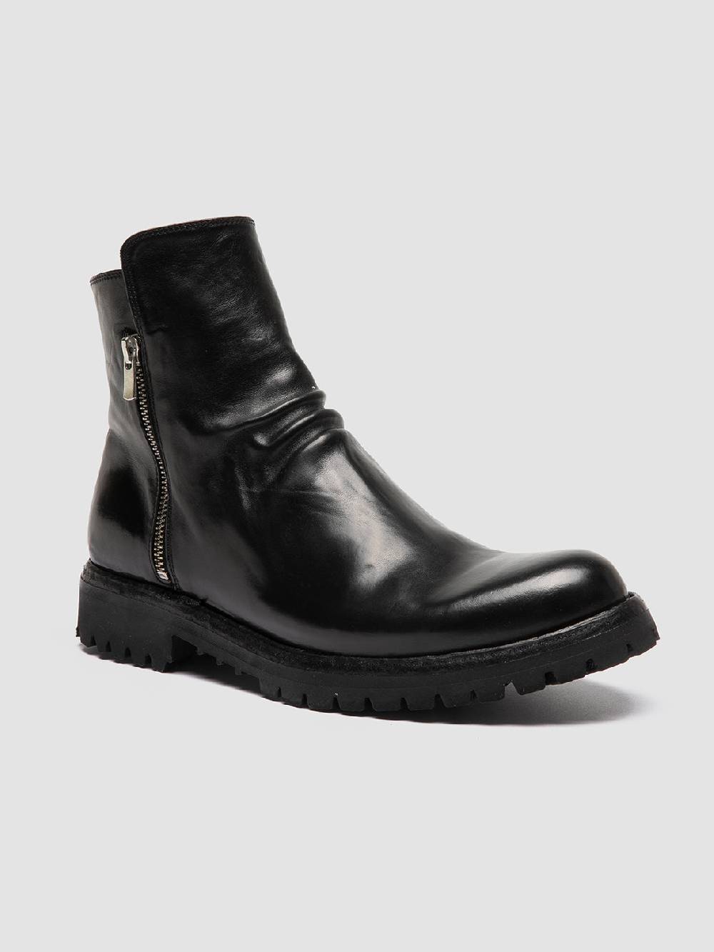 Officine Creative IKONIC 004 Stivali Zip in Pelle Nera Promozione temporanea