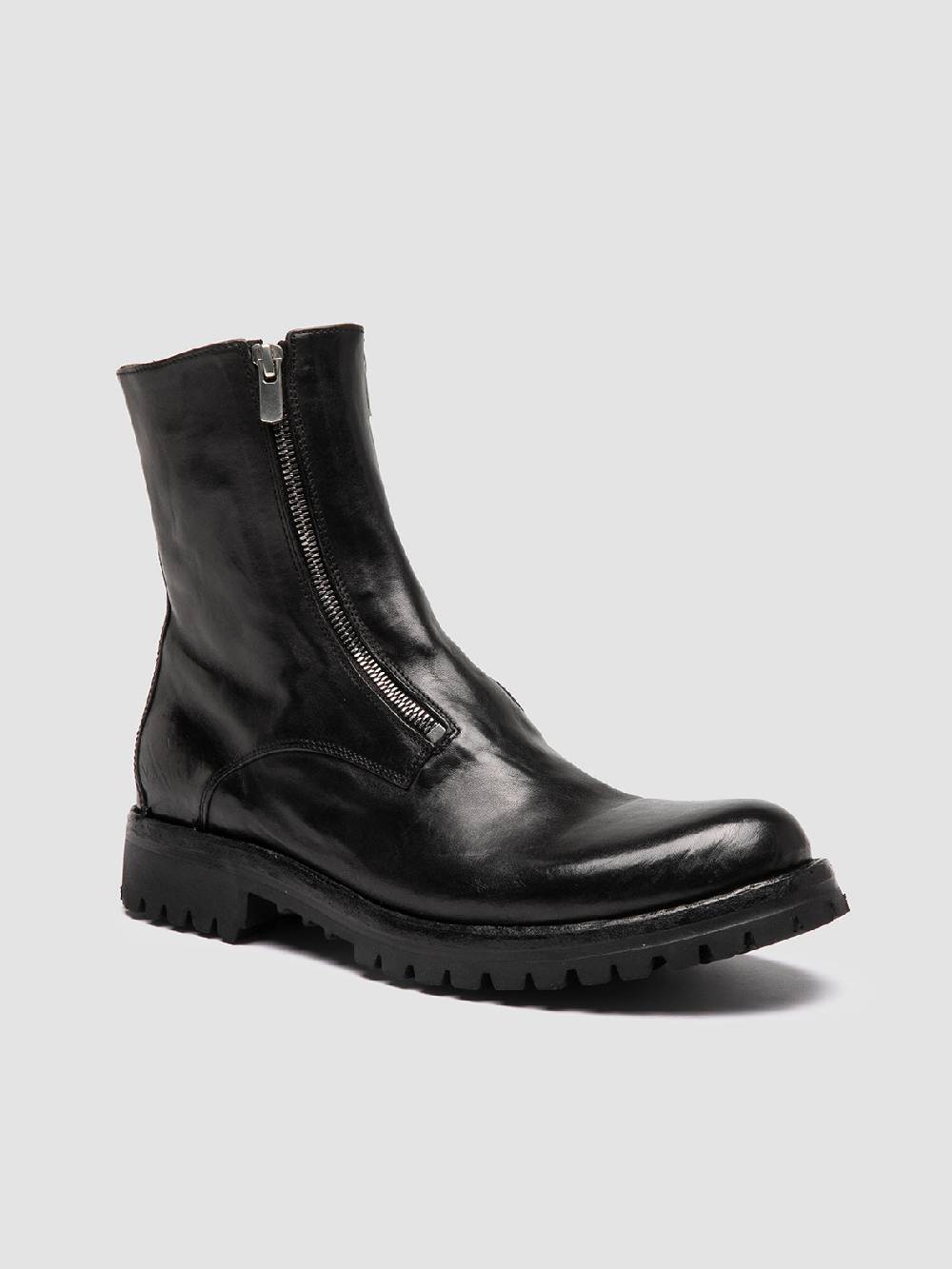 Officine Creative IKONIC 012 Stivali con Zip in Pelle Nera Fino al 50% di sconto