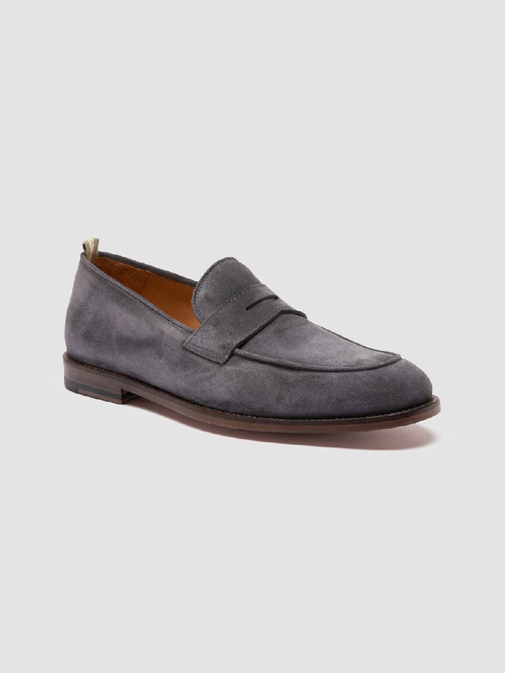 Officine Creative OPERA 001 Mocassini Penny in Pelle Scamosciata Grigia Fino al 65% di sconto