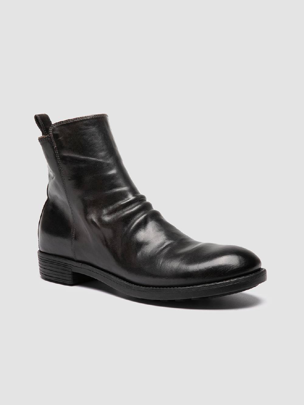 Officine Creative SARGEANT 005 Stivali con Zip in Pelle Grigia Super sconto