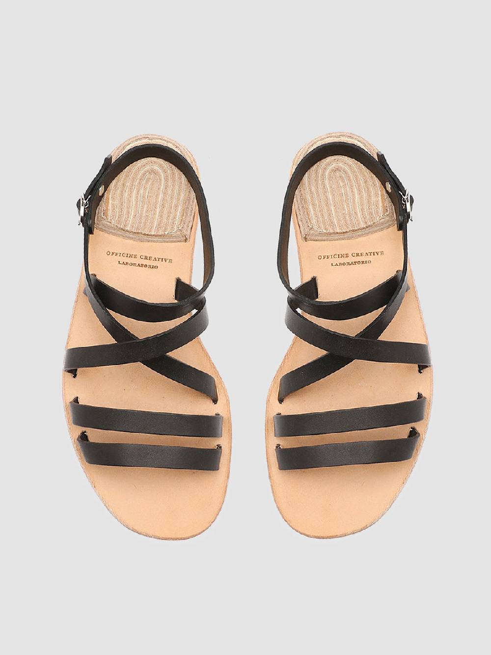 Officine Creative CONTRAIRE 004 Sandali in Nappa Nera Black Friday Prezzi
