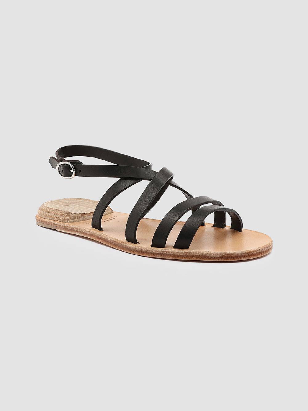 Officine Creative CONTRAIRE 004 Sandali in Nappa Nera Black Friday Prezzi