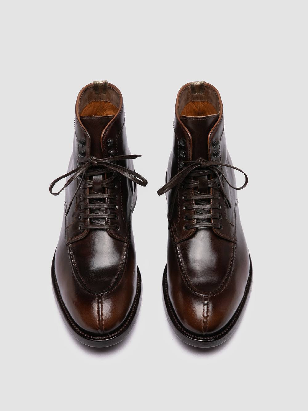 Officine Creative TEMPLE 006 Stivali Stringati in Pelle Marrone Prezzo Ridotto