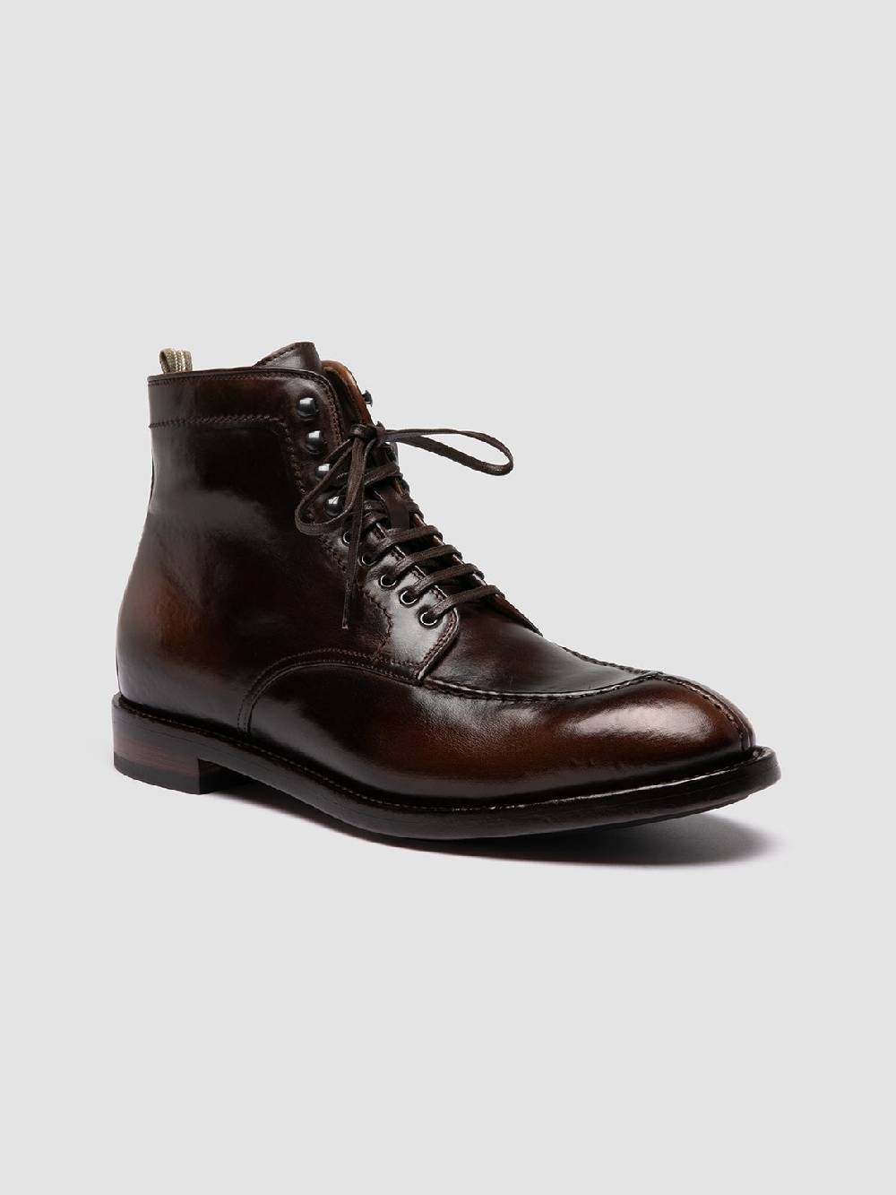 Officine Creative TEMPLE 006 Stivali Stringati in Pelle Marrone Prezzo Ridotto