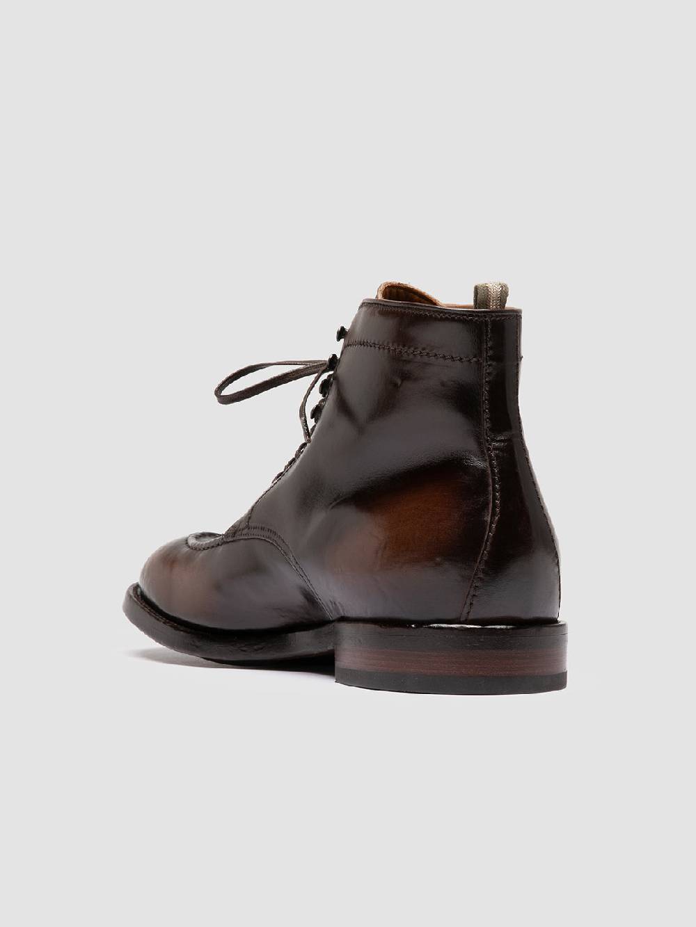 Officine Creative TEMPLE 006 Stivali Stringati in Pelle Marrone Prezzo Ridotto