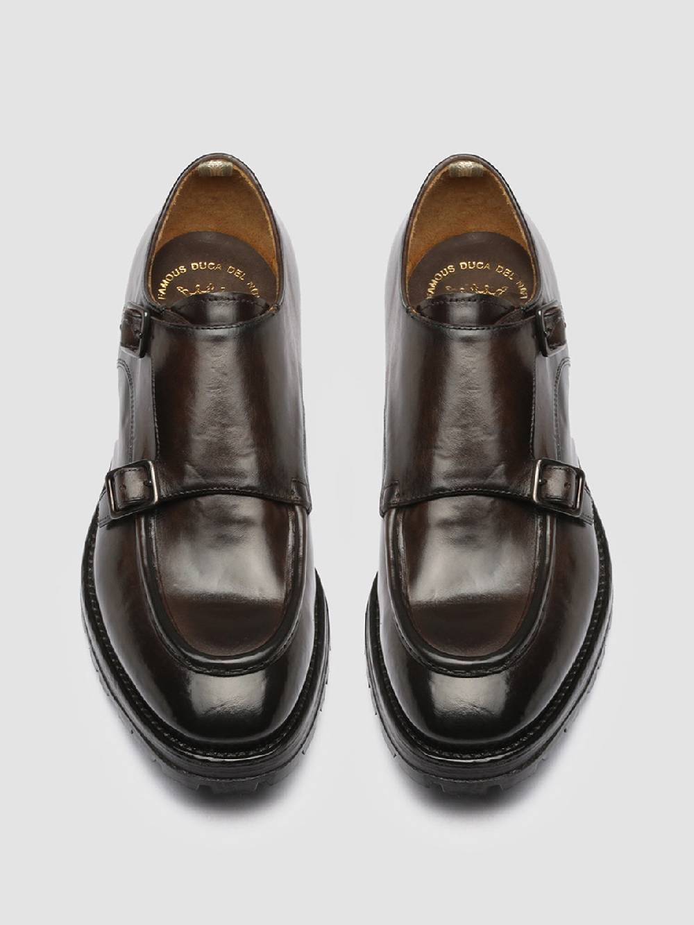 Officine Creative VAIL 012 Dark Brown Leather Monkstrap Shoes Outlet