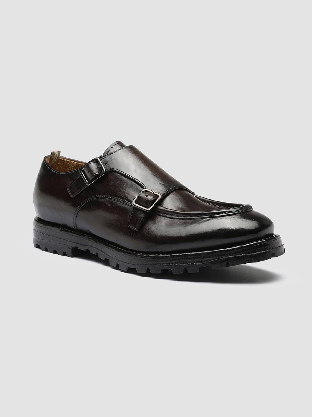 Officine Creative VAIL 012 Dark Brown Leather Monkstrap Shoes Outlet
