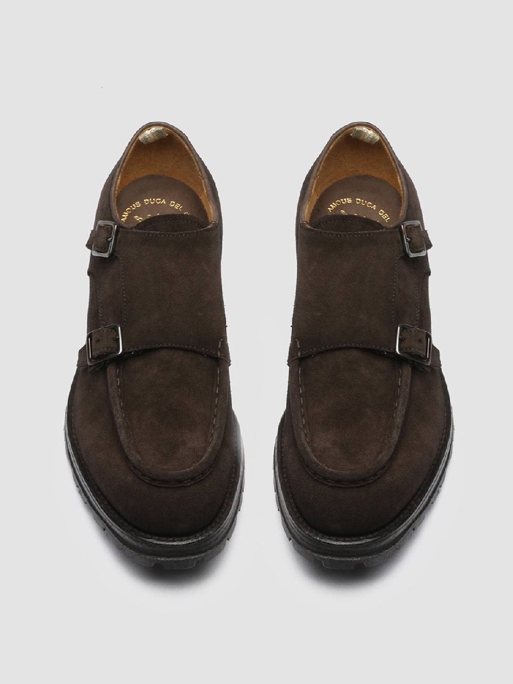 Officine Creative VAIL 012 Dark Brown Suede Monk Shoes In Vendita