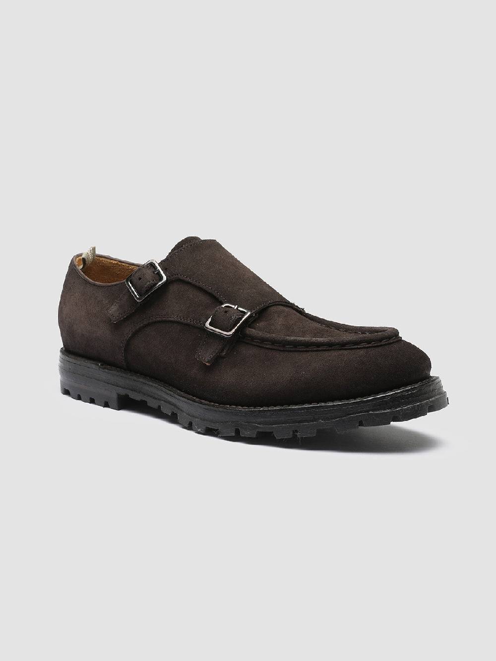 Officine Creative VAIL 012 Dark Brown Suede Monk Shoes In Vendita