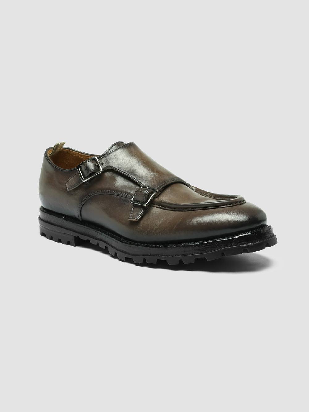 Officine Creative VAIL 012 Gray Leather Monk Shoes Saldi