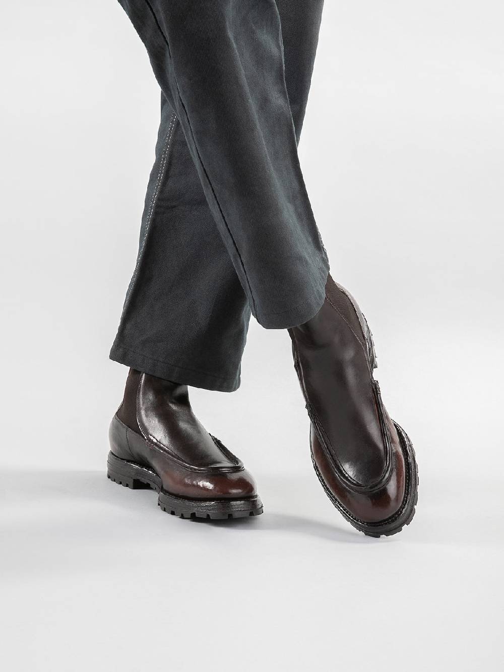 Officine Creative VAIL 017 Stivali Chelsea in Pelle Marrone Offerte