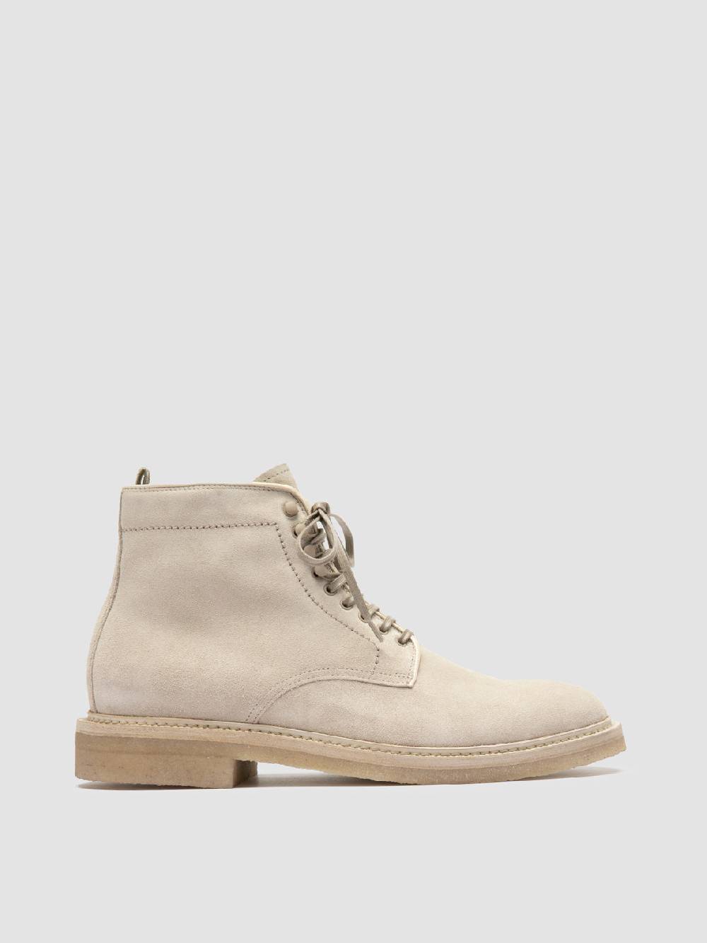 Officine Creative HOPKINS CREPE 116 Stivaletti Stringati in Pelle Scamosciata Avorio Negozio online di fabbrica