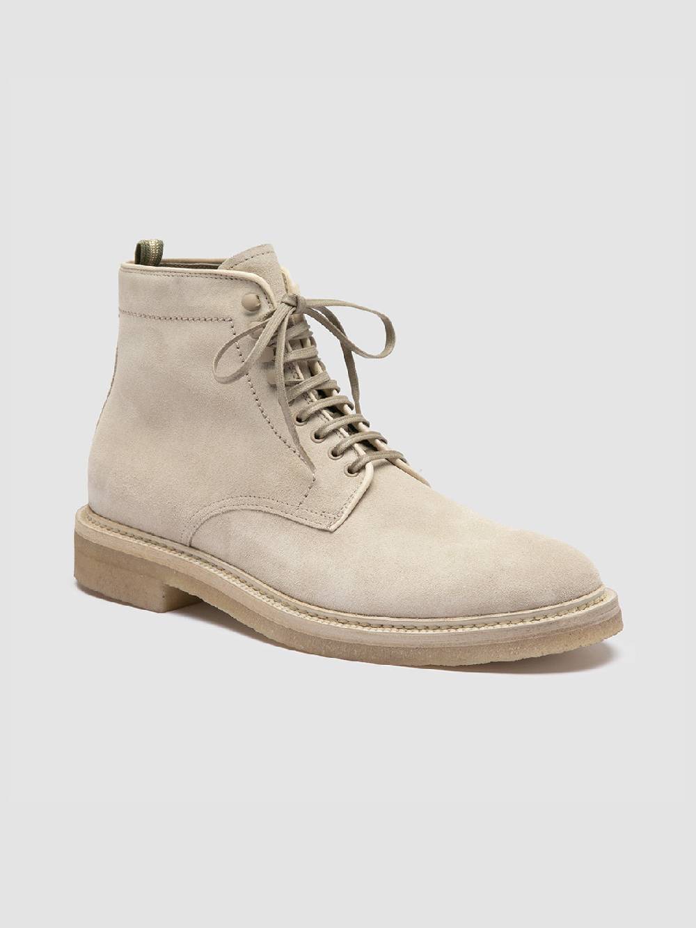 Officine Creative HOPKINS CREPE 116 Stivaletti Stringati in Pelle Scamosciata Avorio Negozio online di fabbrica