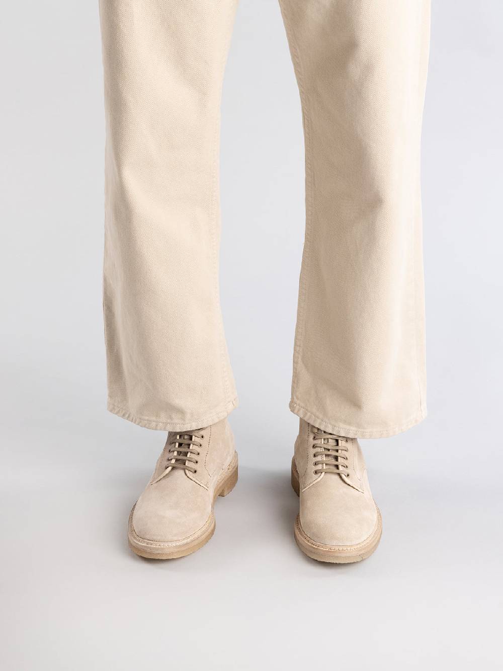 Officine Creative HOPKINS CREPE 116 Stivaletti Stringati in Pelle Scamosciata Avorio Negozio online di fabbrica