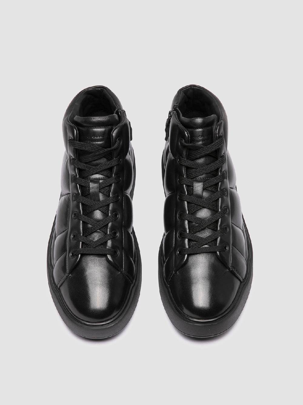 Officine Creative LEISURE 002 Sneaker Alte in Pelle Nera Vendite stagionali