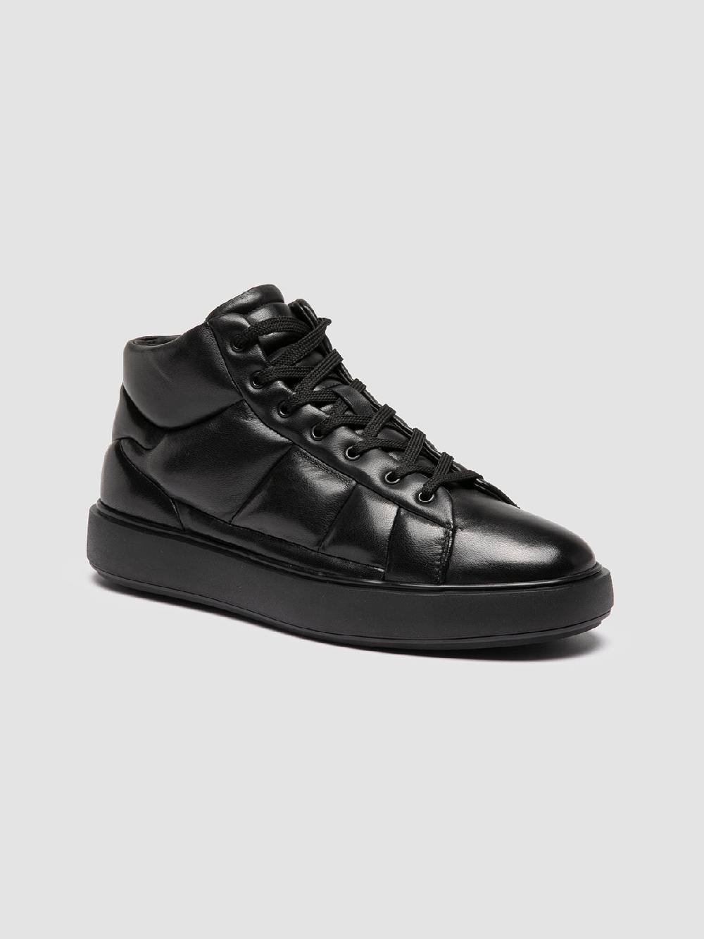 Officine Creative LEISURE 002 Sneaker Alte in Pelle Nera Vendite stagionali
