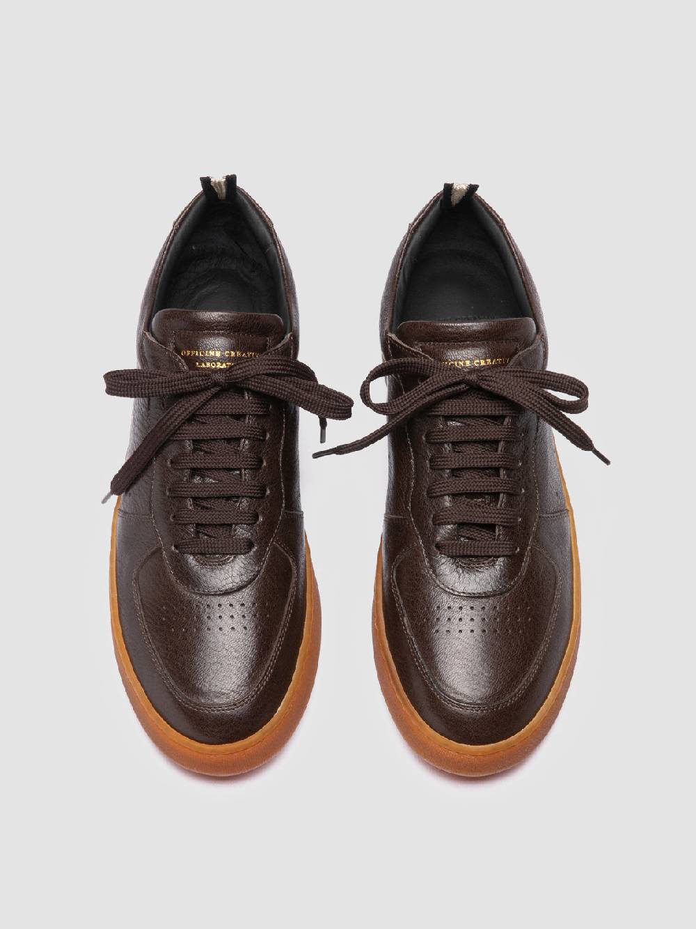 Officine Creative ASSET 001 Sneaker Basse in Pelle Marrone Offerte speciali