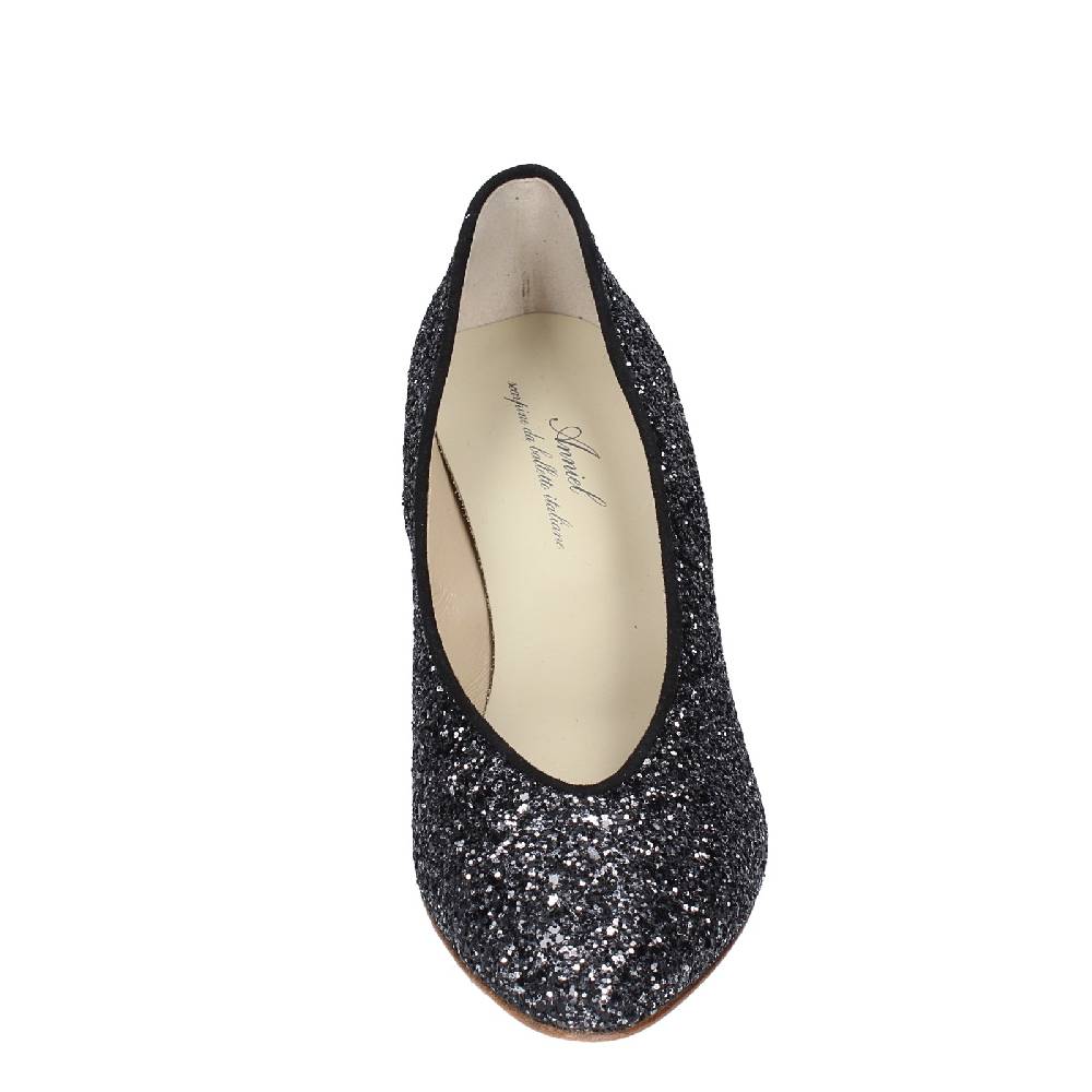 scarpe donna ANNIEL decollete nero glitter EX219 Presa