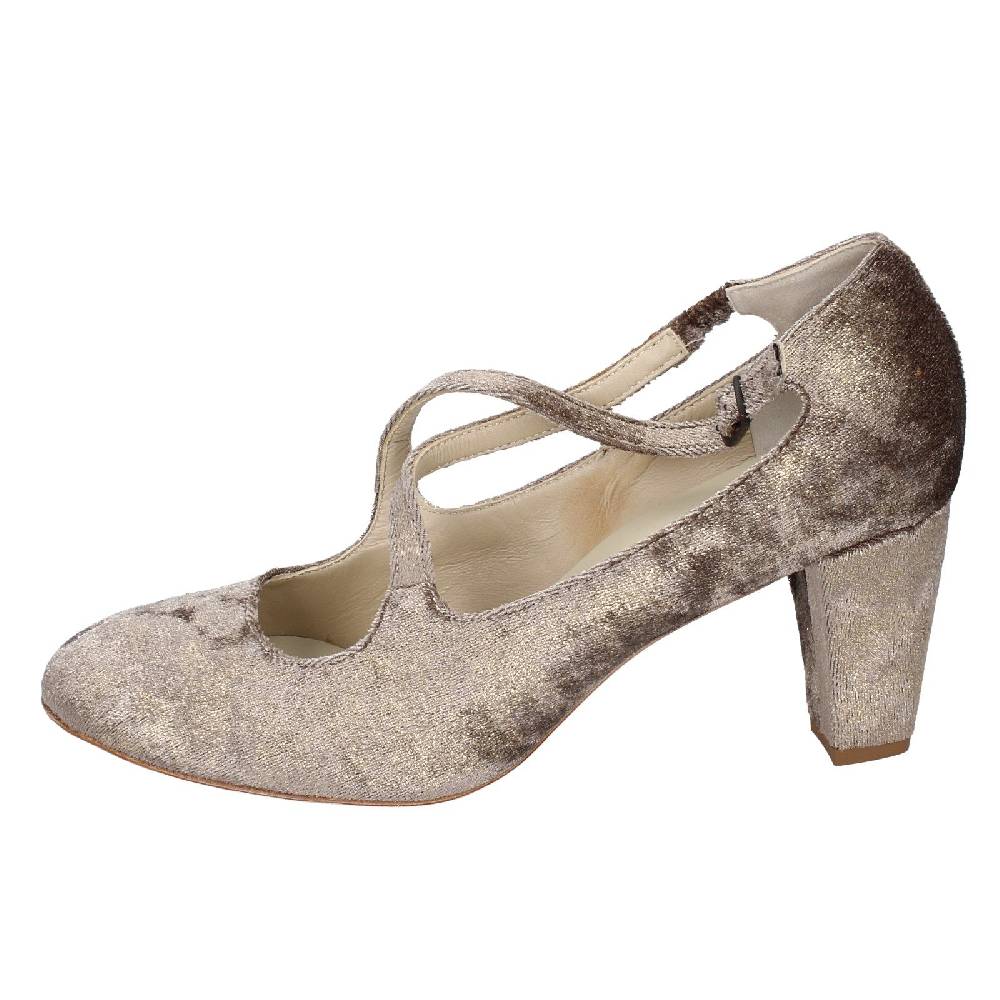 scarpe donna ANNIEL decollete beige velluto oro EX278 Hotsell