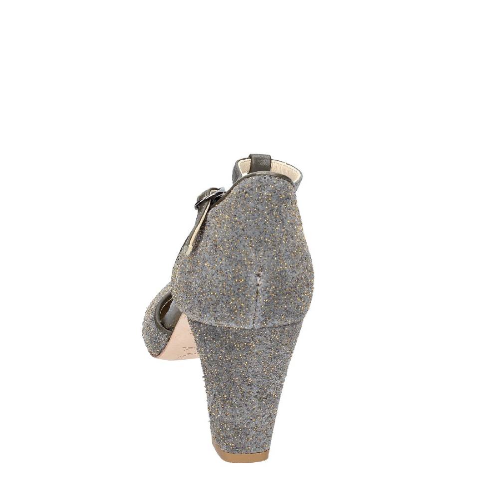 scarpe donna ANNIEL decollete verde pelle oro camoscio EX280 Vendita Calda
