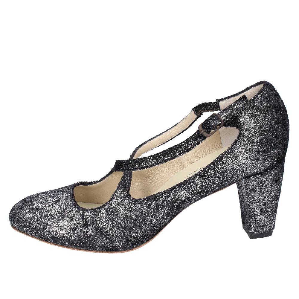 scarpe donna ANNIEL decollete nero tessuto argento EX272 Saldi Di Fabbrica