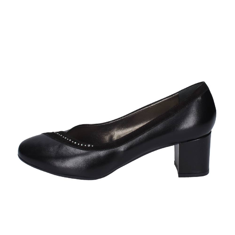 scarpe donna CONFORT decollete nero pelle strass EZ331 In Saldo