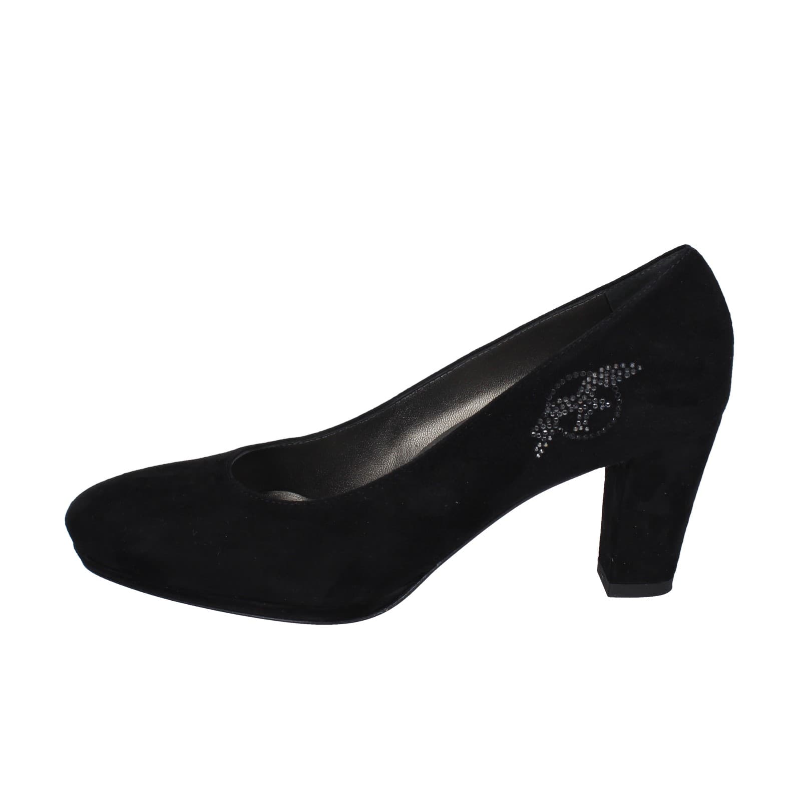 scarpe donna CONFORT decollete nero camoscio strass EZ354 Moda