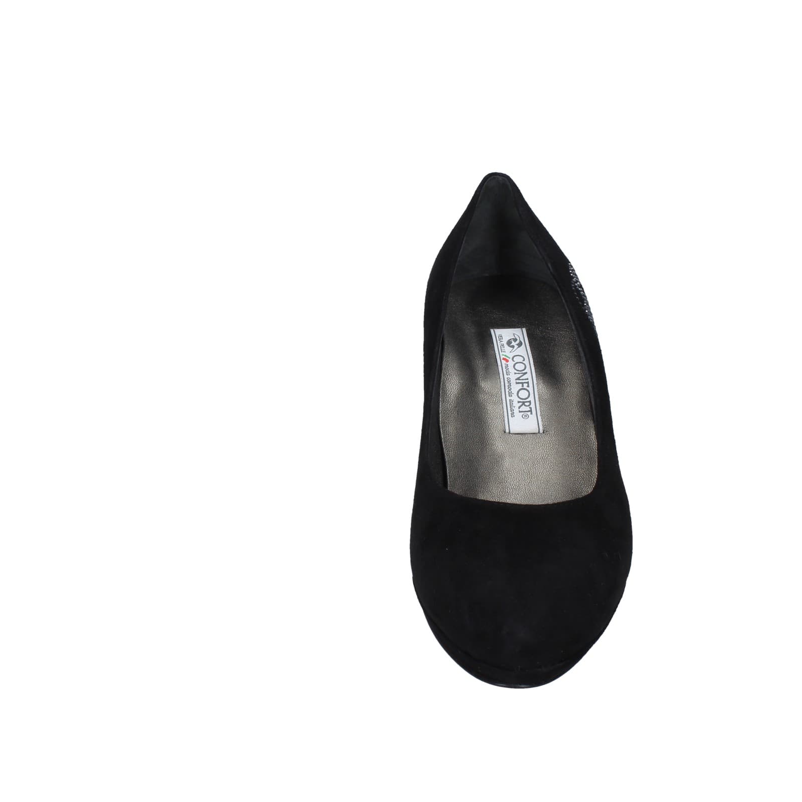 scarpe donna CONFORT decollete nero camoscio strass EZ354 Moda